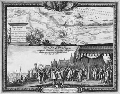 Derrota del ejército polaco en Kola, agosto de 1655, el Rey de Suecia recibe al embajador de Polonia para la capitulación de Jean Lepautre